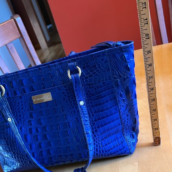 Brahmin Blue Crocodile Embossed Asher Tote Bag - Picture 5 of 8